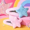 A pink plush hairpin with blue star decorations, a cute girl's headwear, can be worn alone Specification image